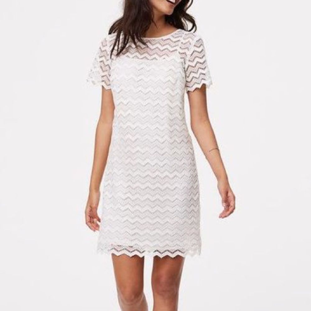 Ann Taylor LOFT Chevron Lace Shift Dress
